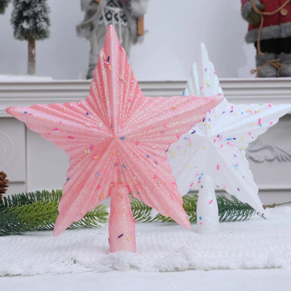 شجرة عيد الميلاد توبر الوردي شجرة عيد الميلاد نجمة شجرة عيد الميلاد زخرفة ملونة لحفلة عيد الميلاد الديكور الداخلي للمنزل