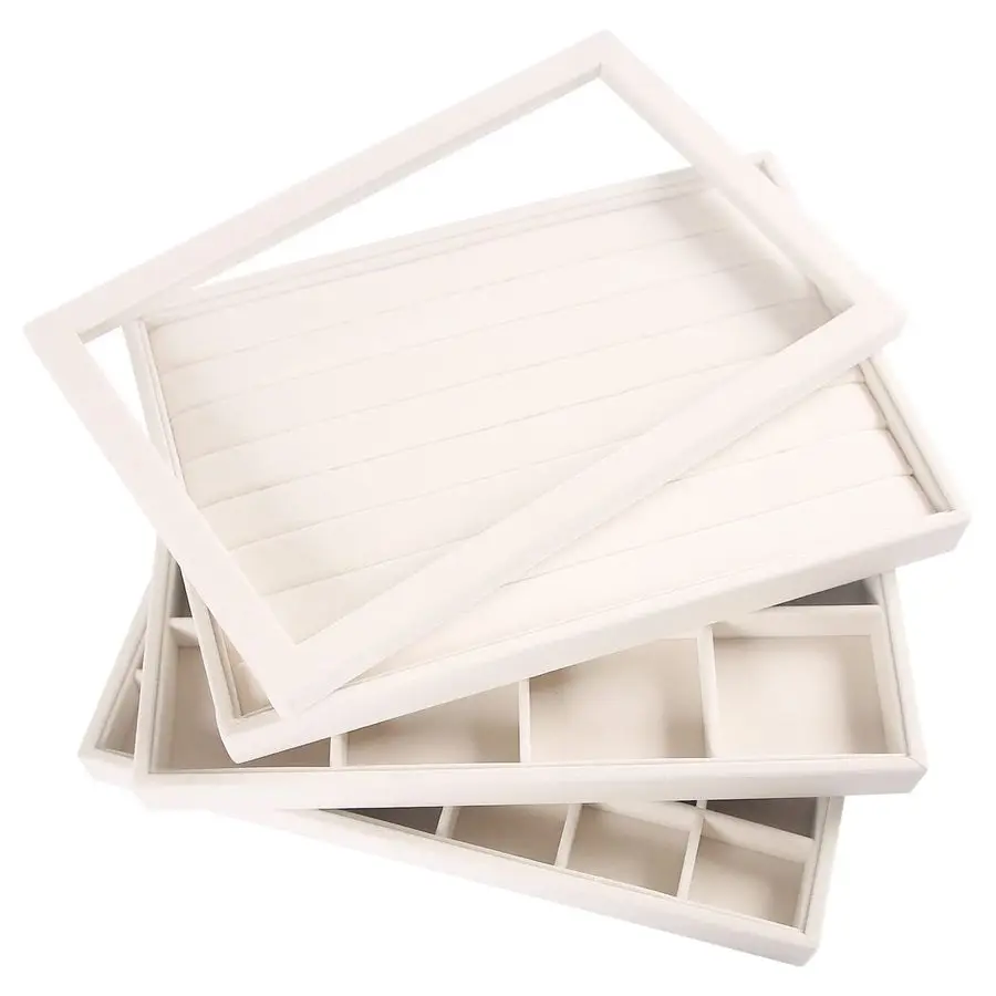 

Набор штабелируемых органайзеров для украшений с прозрачной крышкой, лотки для ящиков, органайзеры для демонстрации серег, ожерелий, браслетов и колец, бежевый цвет