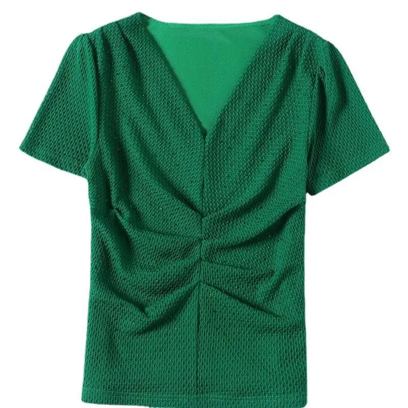 Dança latina feminina manga curta com decote em v salão de baile padrão moderno dança prática wear com strass traje de dança para o verão