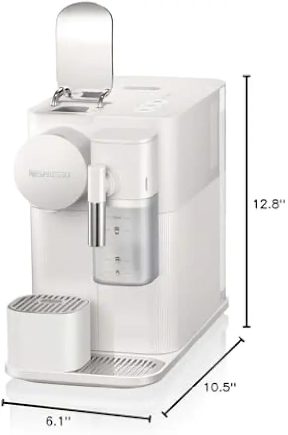 Compact Espresso Machine with Milk Frother, Silky White - One-Touch Coffee & Milk Drinks