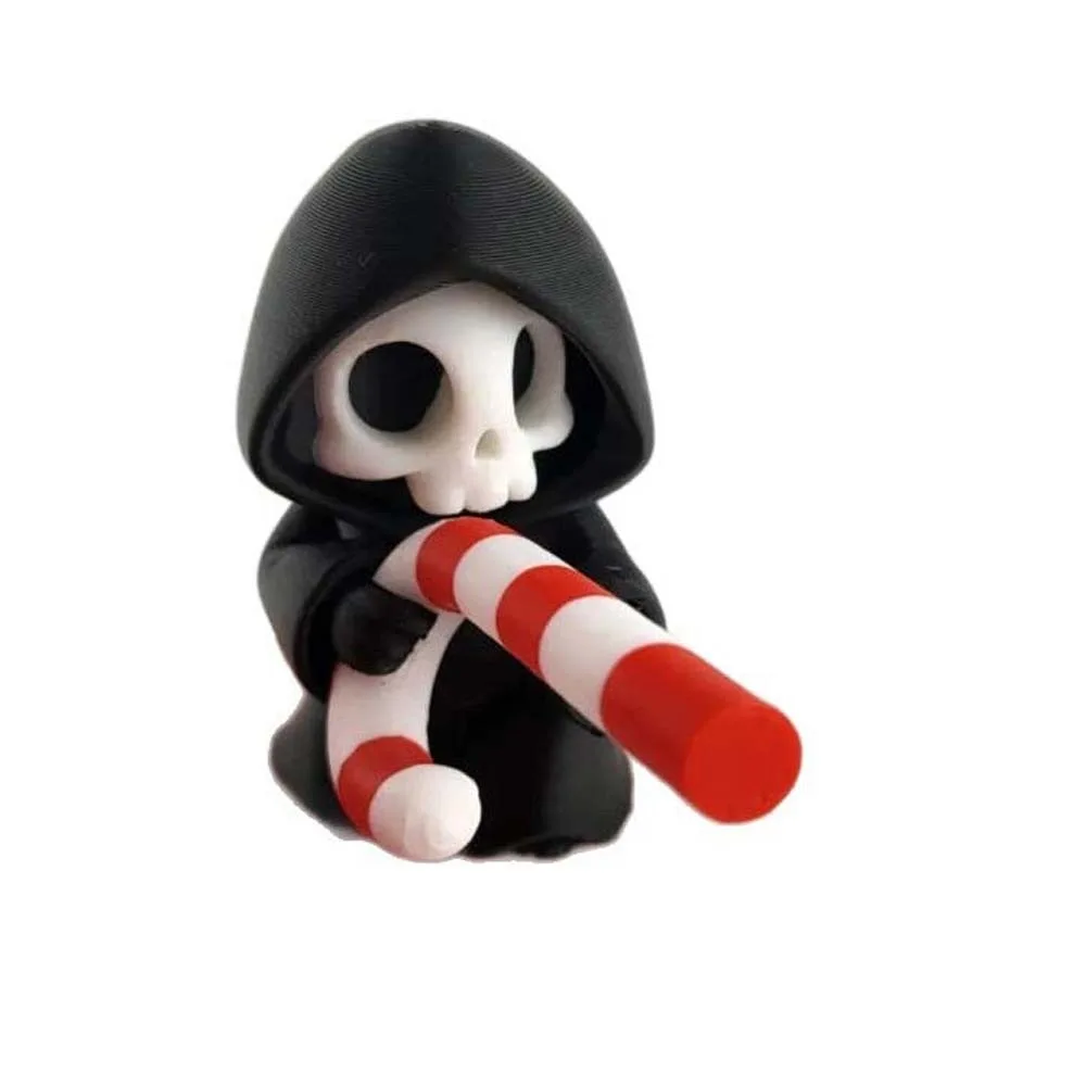 Spooky Car Decor PLA Skeleton Figurine Chibi Cute Grim Reaper Creative Black Halloween Miniature Desktop