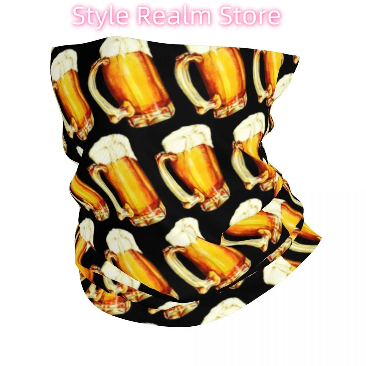 

Bier Pattern Beer Bandana Winter Neck Warmer Men Windproof Wrap Face Scarf for Ski Gaiter Headband