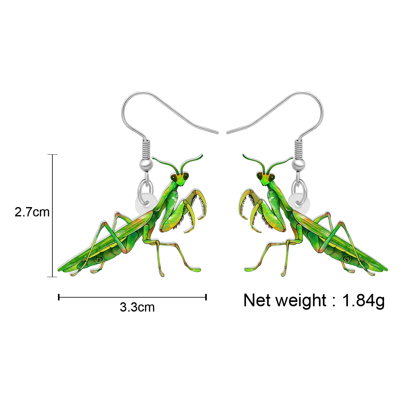 BONSNY Acrylic Dangle Green Mantis Drop Earrings Fun Animals Jewelry Gifts For Women Kids Charms