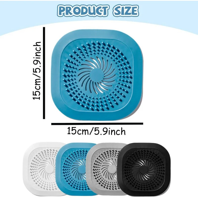 Silicone Sink Strainer Shower Drain Hair Catcher Drain Cover Bathroom Tub with Suction Cup 13/15cm Suit for Bathtub, Kitchen