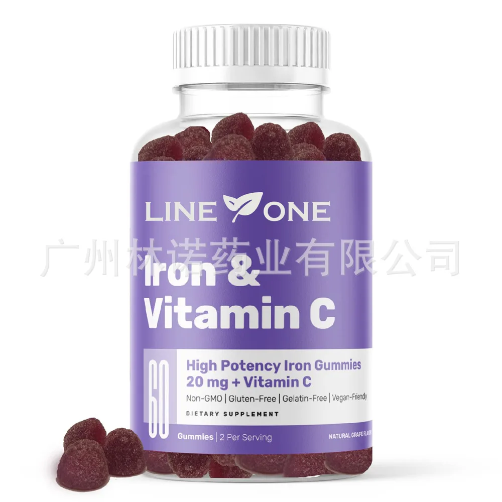 Iron gummy 20mg with Vitamin C for Adults and Kids- 60 co unt