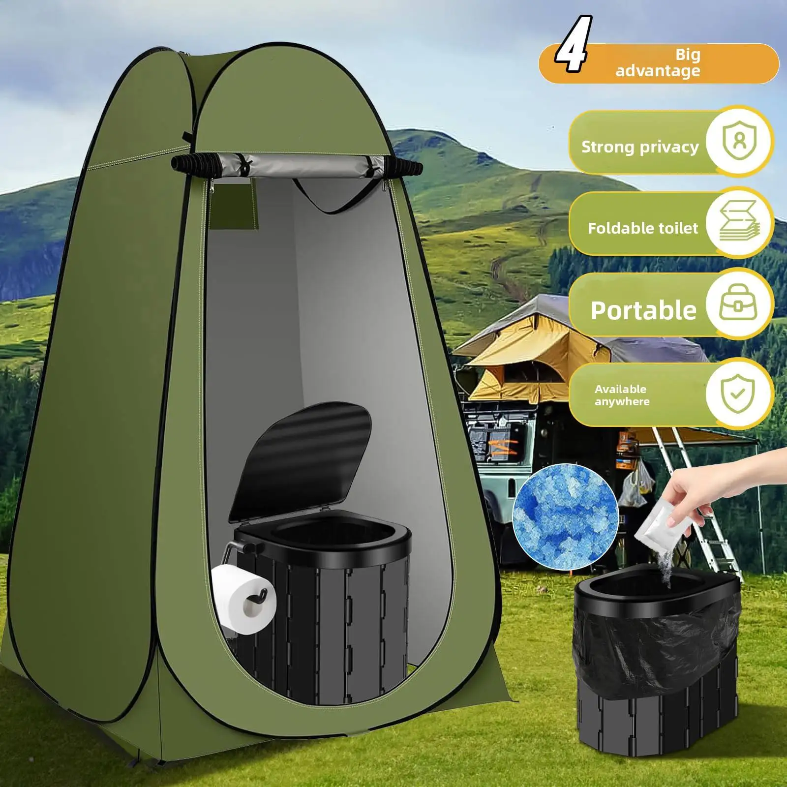 

Outdoor Portable Toilet Set for Adults Ultralight Foldable Camping Toilet with Tent andToilet Bags for Hiking, RV Travel,Fishing