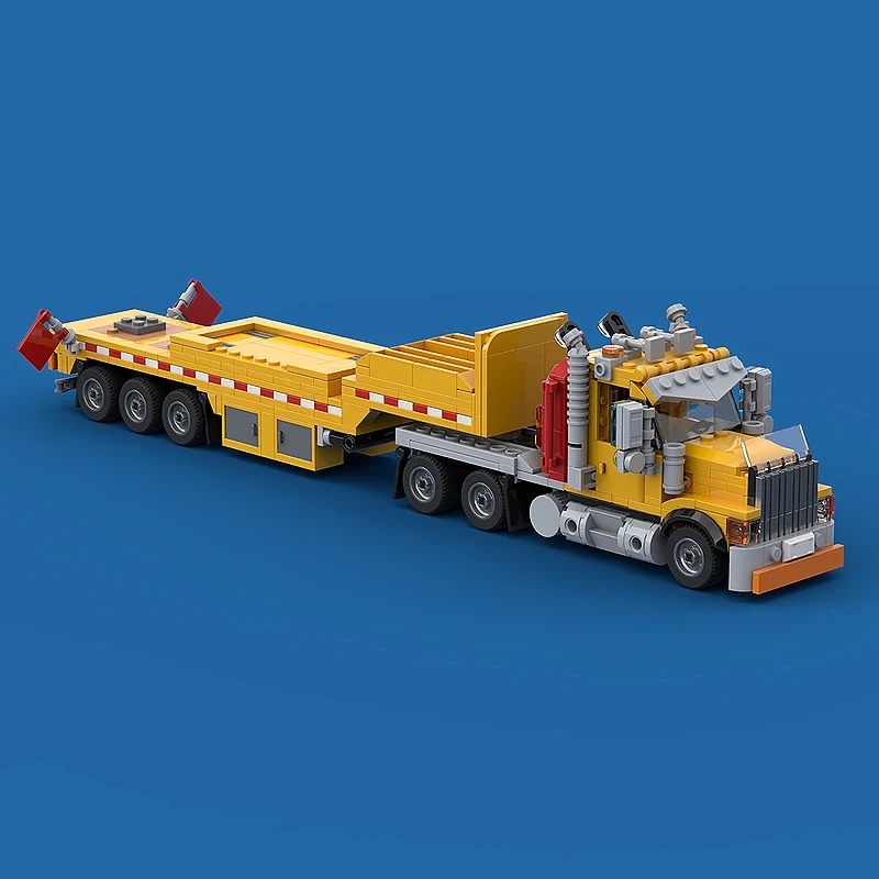 

Транспортное оборудование MOC, американский строительный грузовик, лестница, прицеп, модель сборки, строительные блоки, игрушка, детский подарок на день рождения