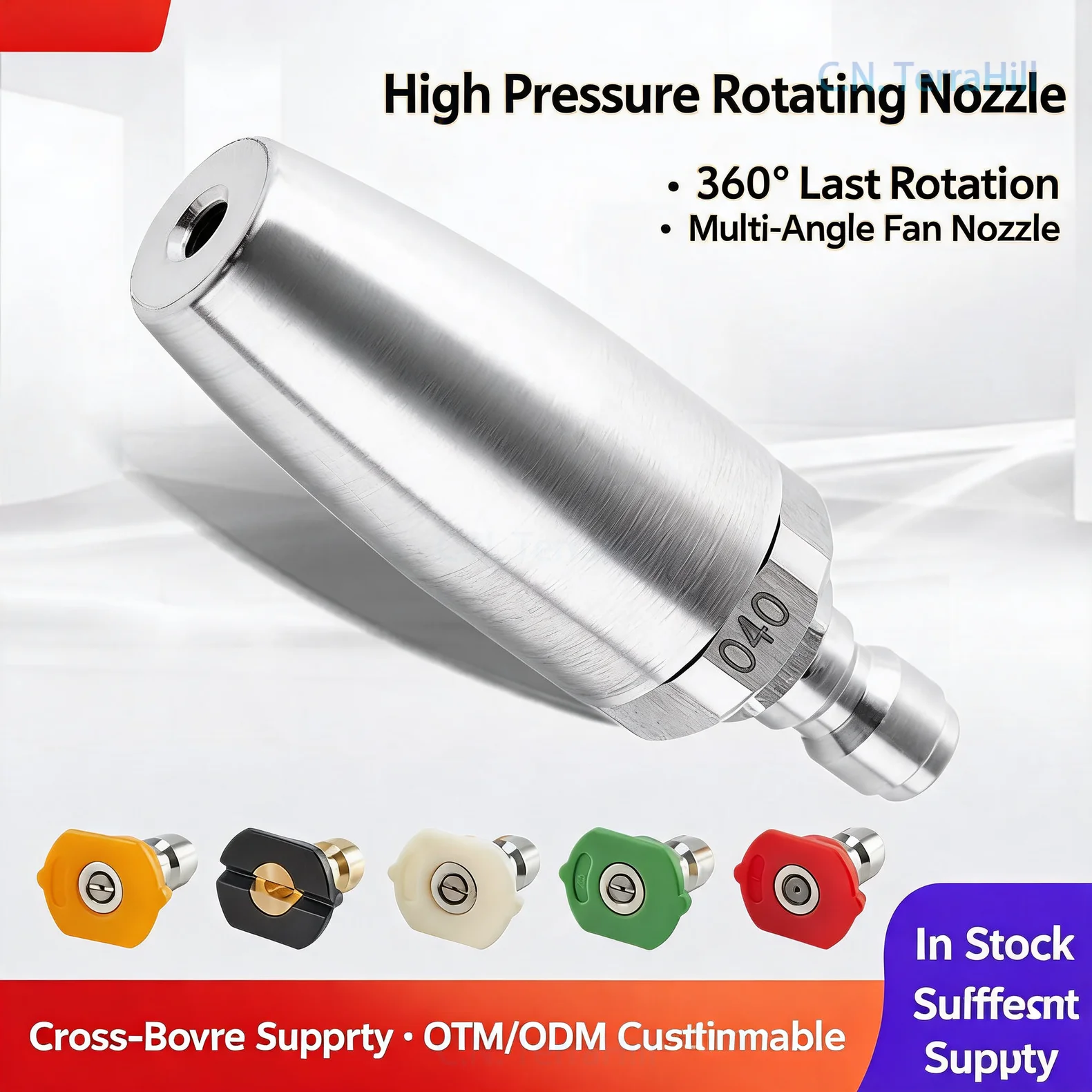 High Pressure Washer Spray Nozzle Stainless Steel Lotus 360 Degree Rotating Quick Connect for Tree Bark Removal and Rust