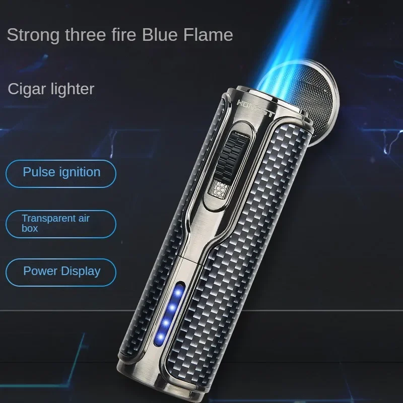 HONEST New Internet Celebrity Rechargeable Windproof Inflatable Lighter Creative Three-way Ignition High-end Smoking Set