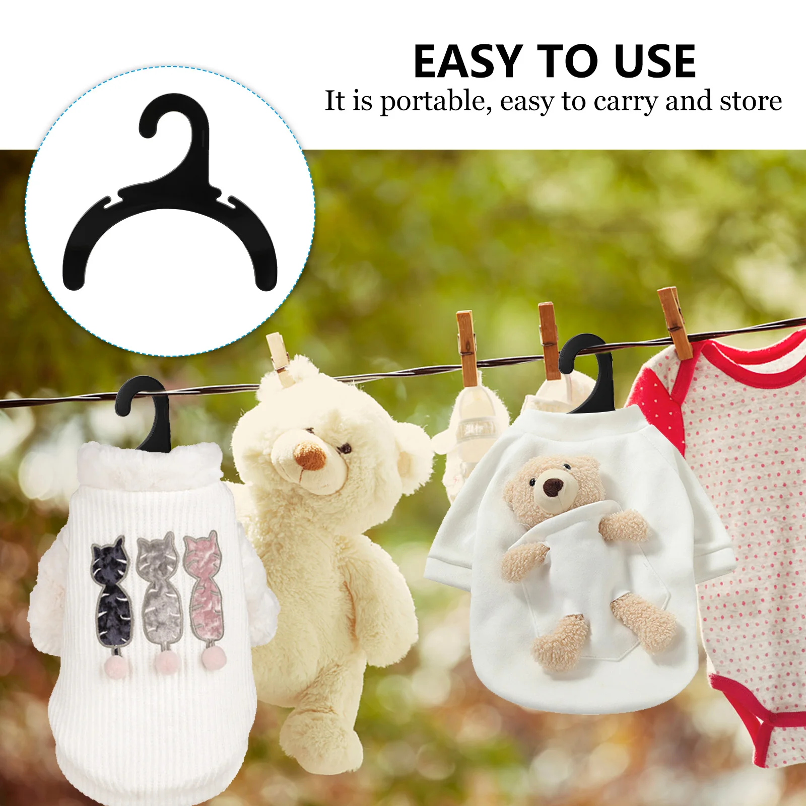 

24Pcs Pet Clothing Hanger Rack High Quality Material Strong Structure Compact Size Travel Friendly Black Pet Clothes Rack