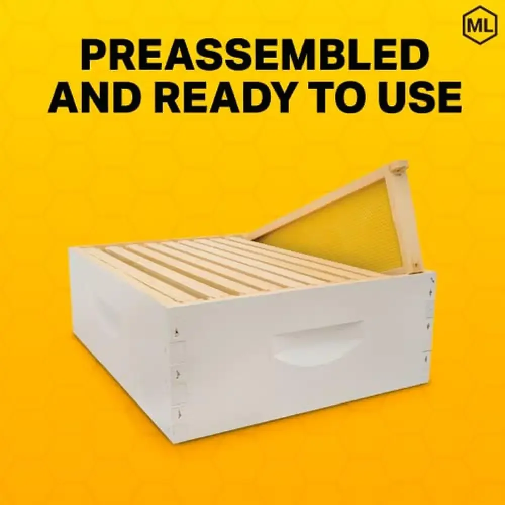

10-Frame Assembled Beehive Kit Painted Box Frames Beekeeping Supplies Honey Harvest Pollination Expansion Kit