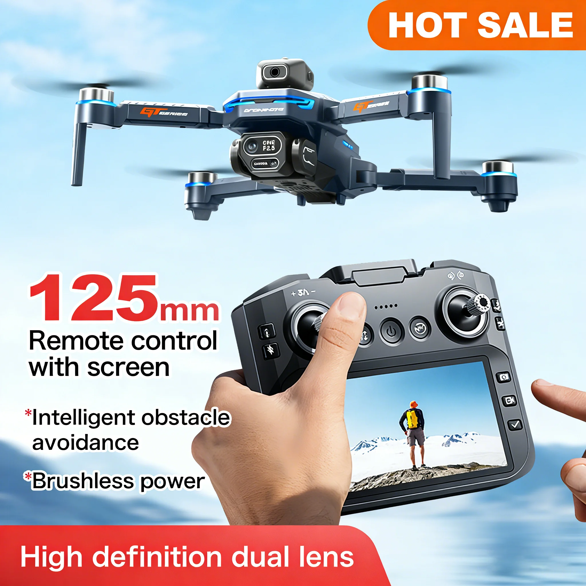 

2026 Hot GT8 Brushless Drone 8K HD Camera Obstacle Avoidance Aerial Photography 4.3" Large Screen Foldable Quadcopter Toy Gifts