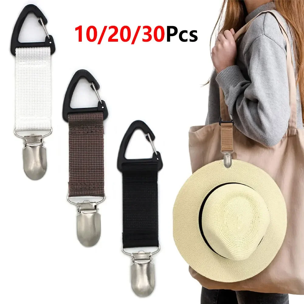 10/20/30Pcs Travel Hat Clips, Elastic Hat Holder for Bag Backpack Purse, Hands-Free Hat Clip for Outdoor Travel Women Men