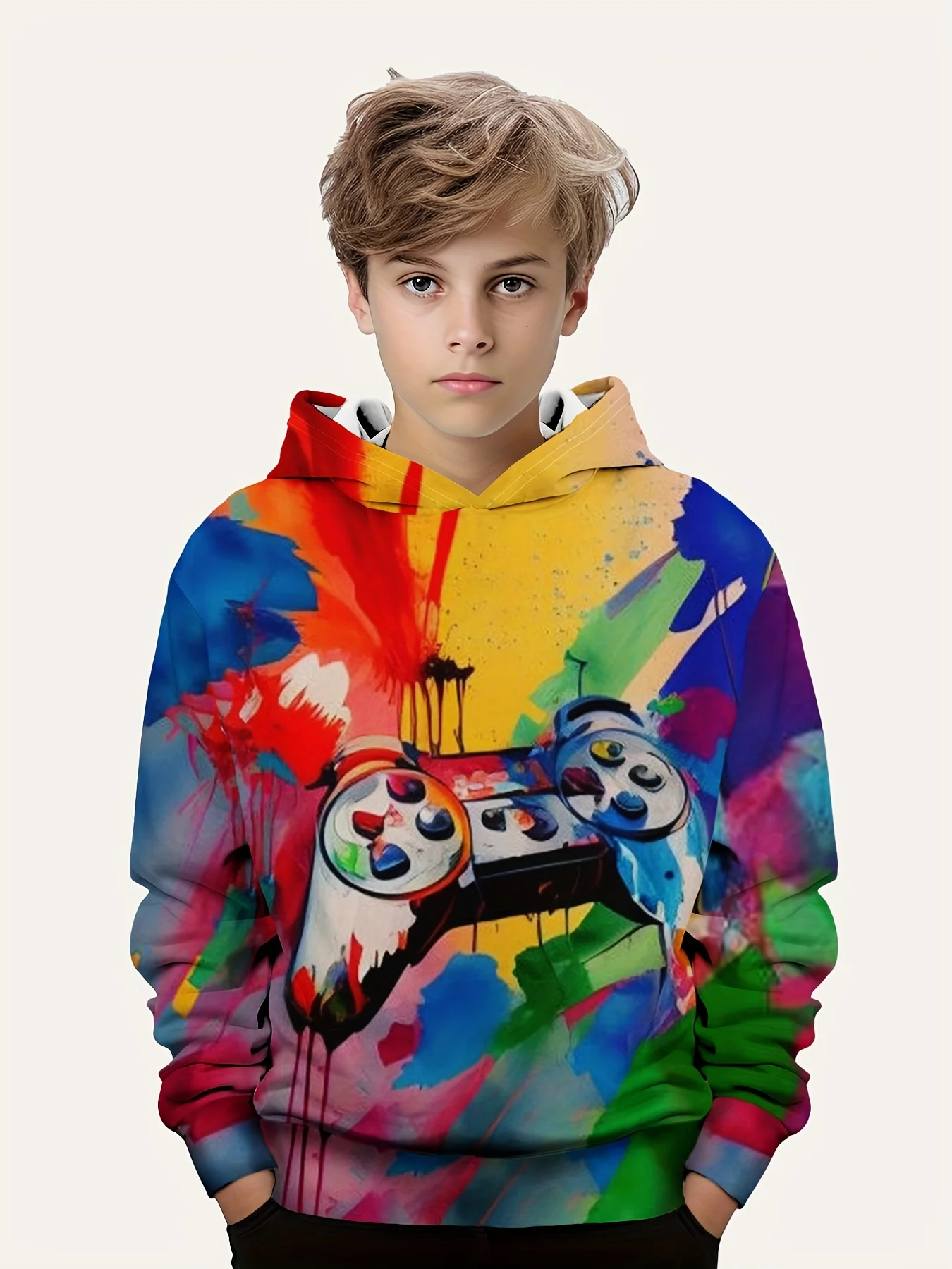 Children\'s Clothes 3D Controller Games Printed Hoodies Boys\' Autumn Clothes Long Sleeve Fashion Sweaters for Children Sweatshirt