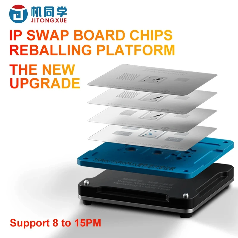 JITONGXUE Swap Board Chips BGA Reballing Platform For iPhone 8-15PM Motherboard CPU NAND EEPROM Chip Soldering Stencil Kits