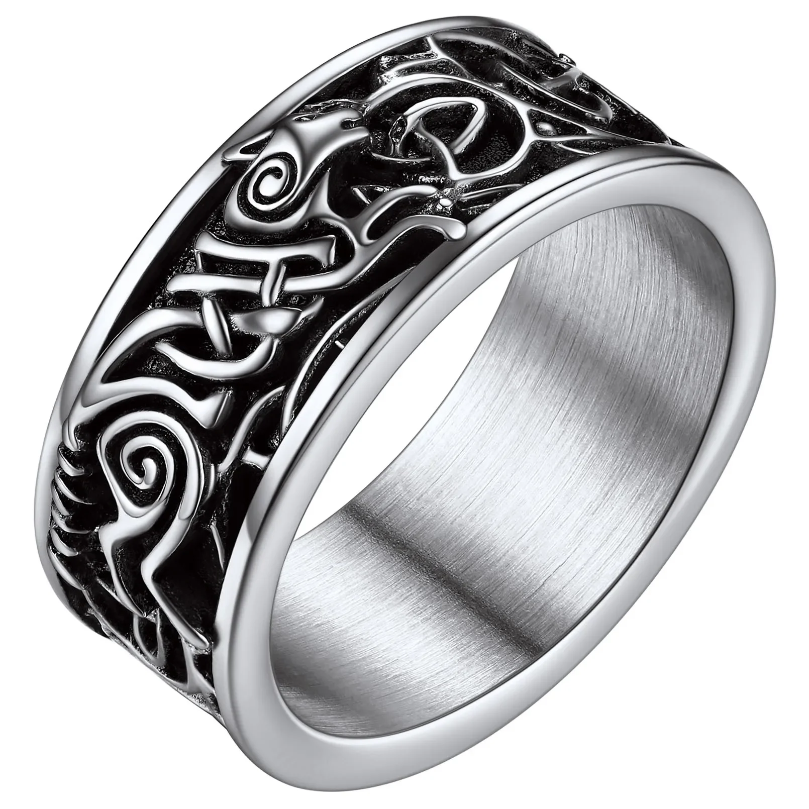 

ChainsPro Wolf Head Signet Rings for Men Women Stainless Steel Norse Viking Ring Size 7/8/9/10/11/12/13/14 CP938