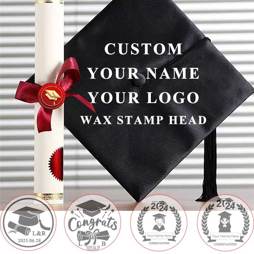 

Congrats Graduation Cap Custom Wax Seal Stamps Personalized Logo Embosser Handmade Pottery Clay Ice Wedding Stamp