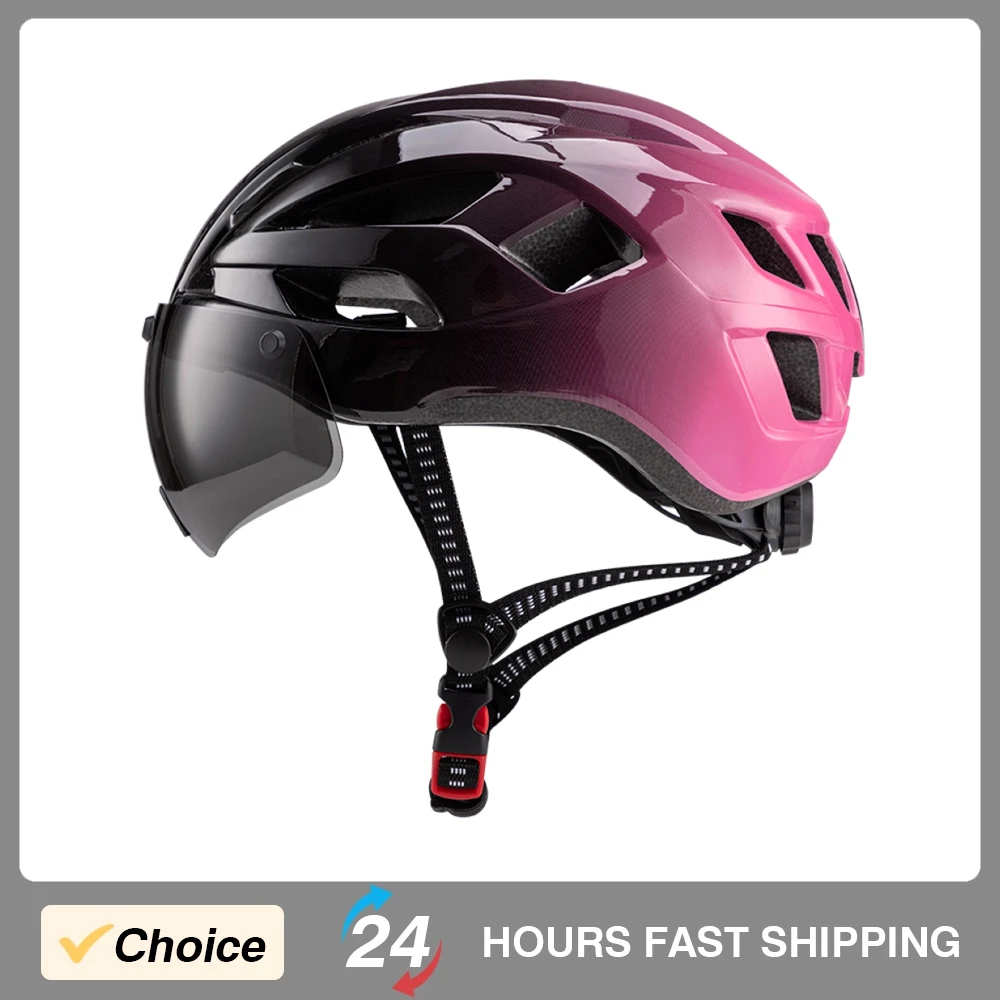

Bike Helmets for Women Magnetized Goggles Universal Bike Helmet PC EPS Integral with LED Tail Light for Road Mountain Bikes