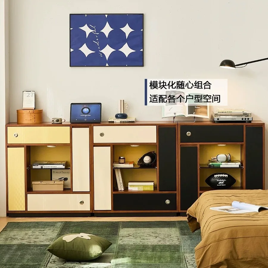 خزانة جانبية لتناول الطعام من الخشب الصلب من Nordic Bauhaus، خزانة زاوية لغرفة المعيشة، خزانة مشروبات صغيرة، تخزين على الحائط