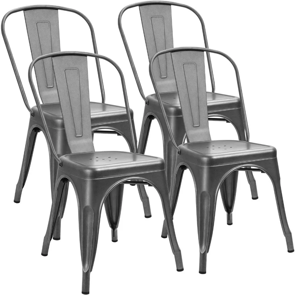 Chaises de salle à manger empilables en métal industriel, utilisation intérieure et extérieure, Tolix, cuisine, salle à manger, bistrot, lot de 4, 73