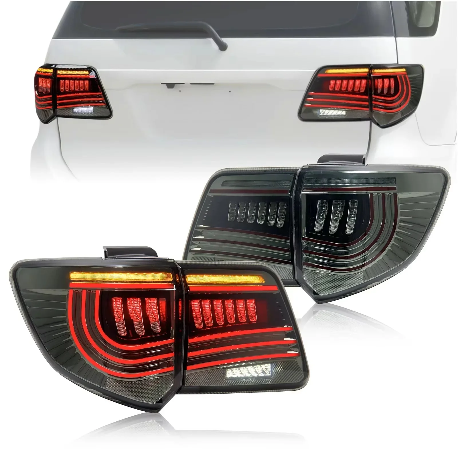 For Toyota Fortuner Car Led Taillight Assembly with DRL Dymanic Turn Signal Brake Light Reverse Lamp Modification Accessories