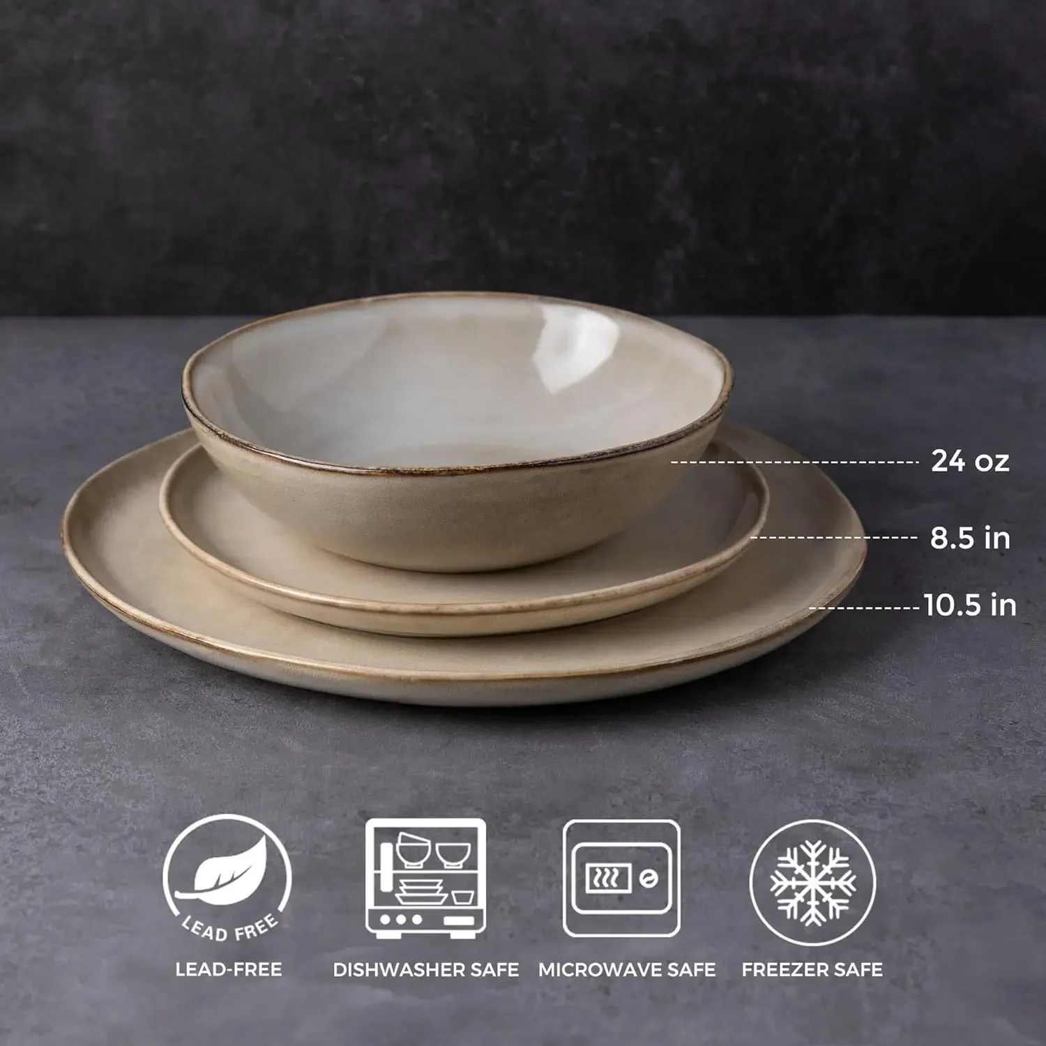 AmorArc Ceramic Dinnerware Sets,Handmade Reactive Glaze Plates and Bowls Set,Highly Chip and Crack Resistant | Dishwasher & Micr