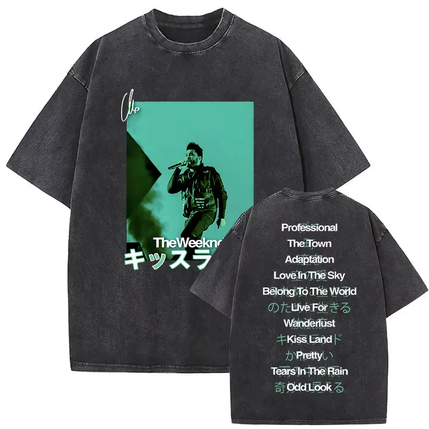 The Weeknd XO Tour 2026 Vintage Gewaschenes Baumwoll-T-Shirt für Männer und Frauen, Pop-Musik Kurzarm-Tee, Rap Hip Hop Gothic Kleidung Oberteile – Detail 6