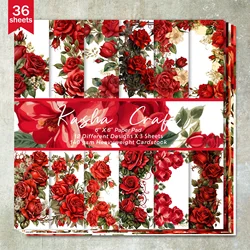 36 Sheets 6inch (Bright rose border) Clipping Thin Paper for Bullet Diary, Junk Magazine, Greeting Card Background