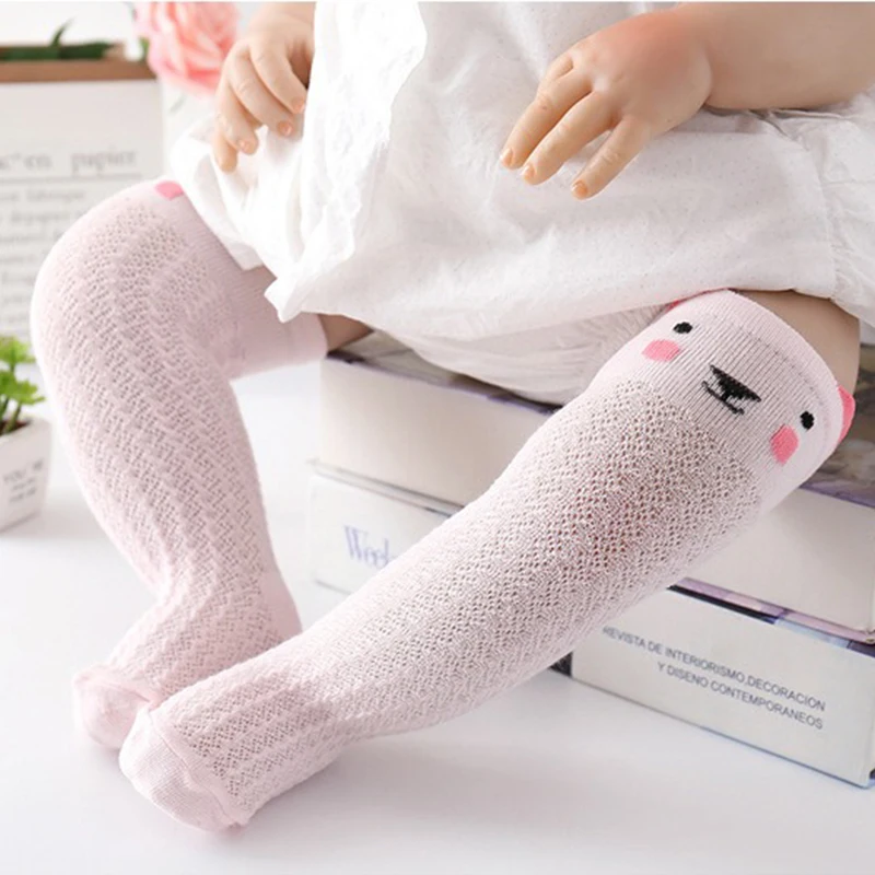 

Newborn Baby Cartoon Stockings Knee-length Solid Color Breathable Soft And Comfortable Child Summer Mosquito-proof Mesh Socks