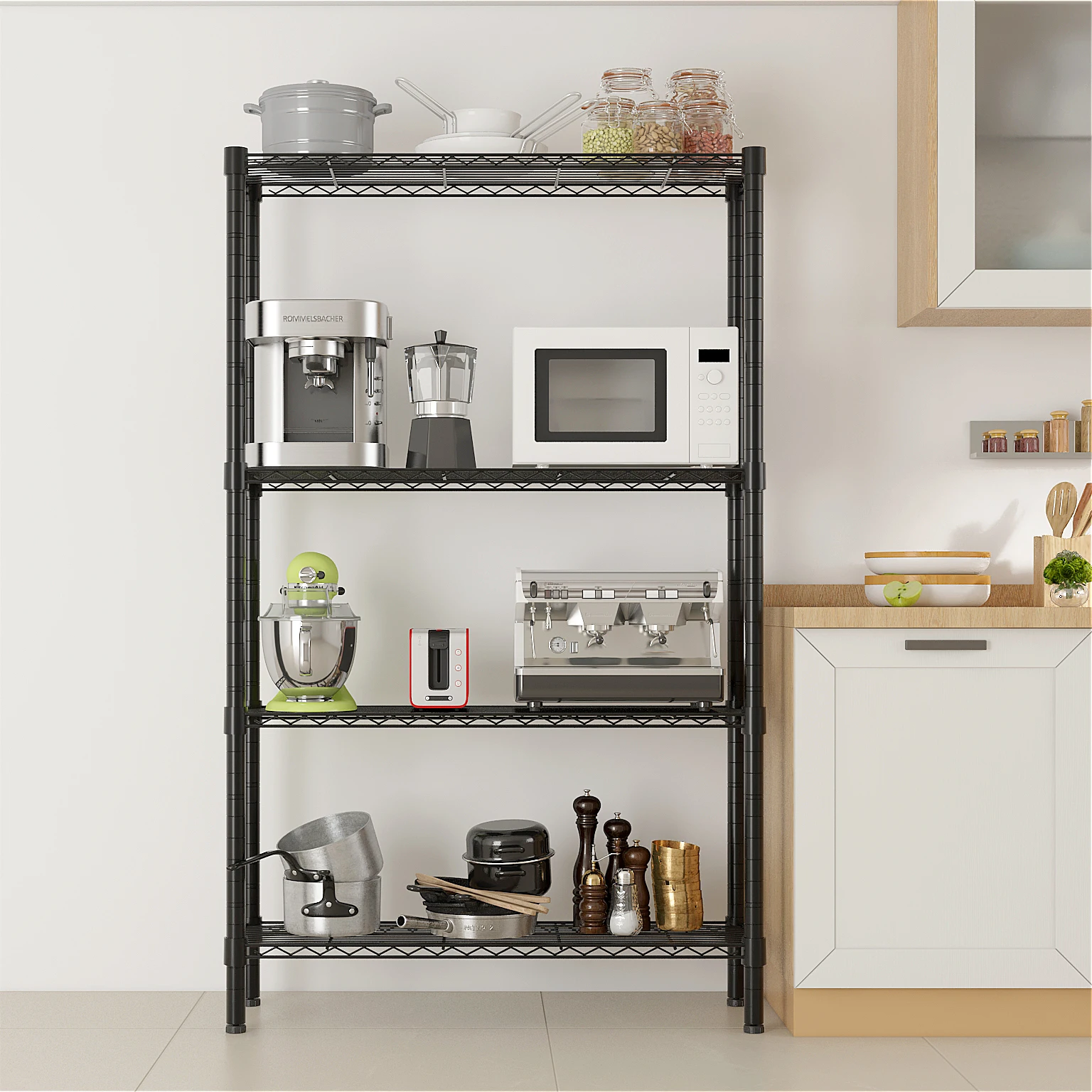 

4-Layer Plastic Coated Iron Shelf 140*90*35 Black