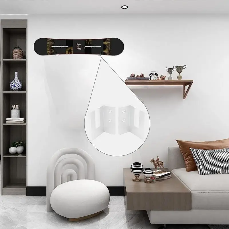 Saving Indoor Space For Bedroom Office, Snowboard Wall Mount, Skateboard Acrylic Display Hanging Rack, Long Board Wall Bracket