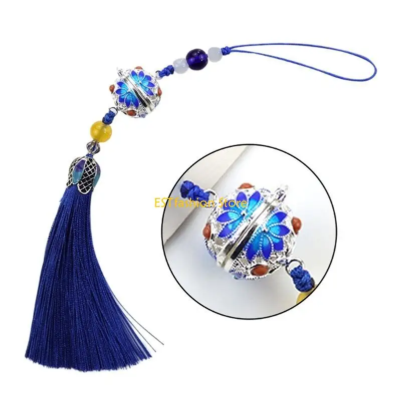 Y5GC Unique Hollow Pendant Keychain Jewelry Flower Pendant Rope Keychain Light Blue Keyring Women's Fashion Keyring Ornament