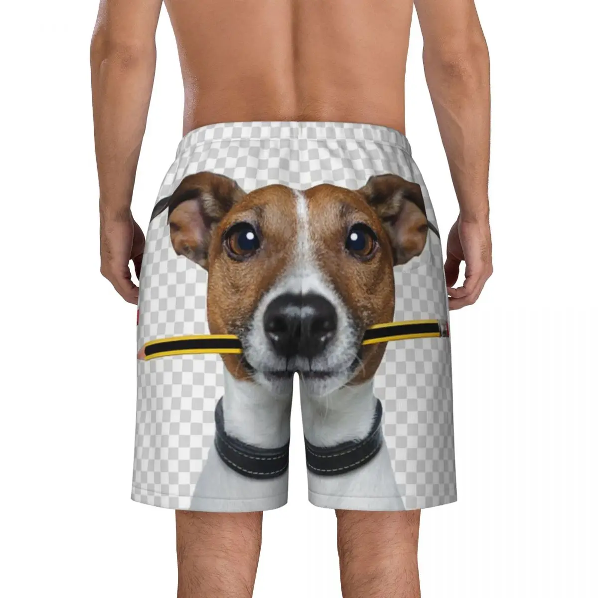 Jack Russell Terrier Dog With Pencil Men Swim Trunks Swimwear Quick Dry Beach Board Shorts Animal Swimming Boardshorts