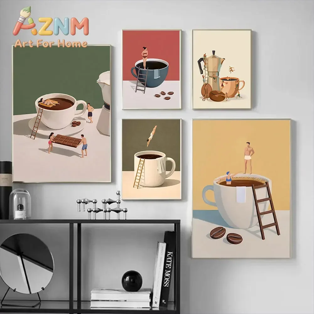 1pc frameless Coffee Adventure Espresso Art Coffee Lover Posters Canvas Painting Print Room Home Kitchen Bar Cafe Room Wall Deco