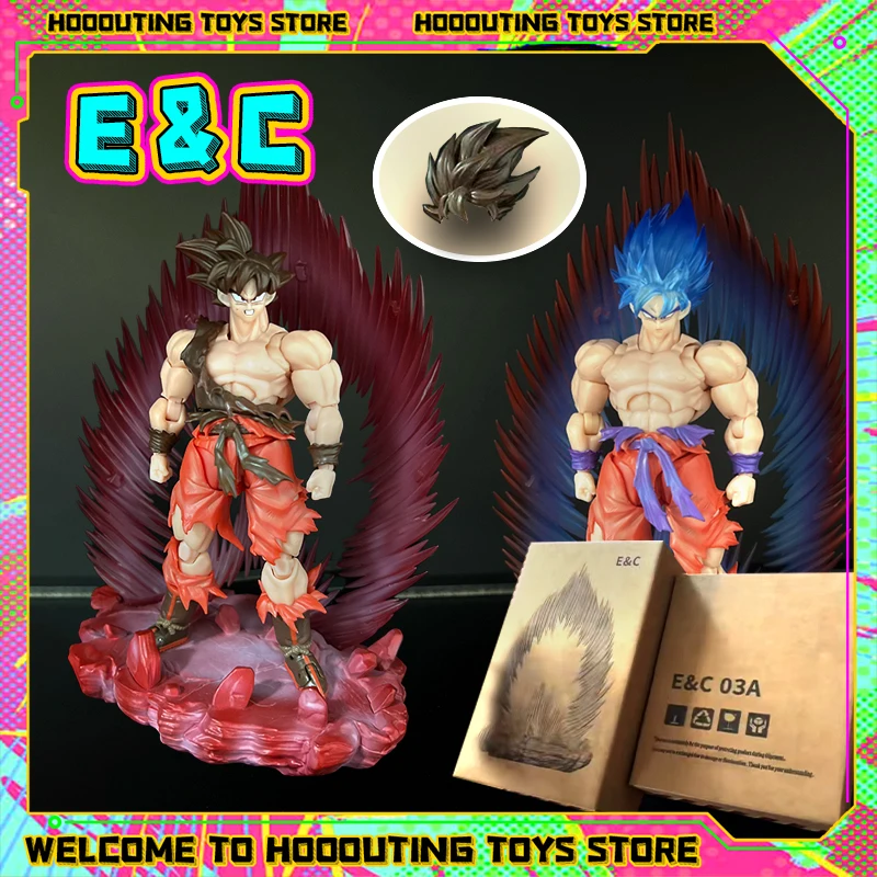 

E&C Studio Action Figures Dragon Ball Z SHF Super Saiyan Son Goku Blue Kaioken Battle Damage 3.0 Body EC studio Model Toys Gifts