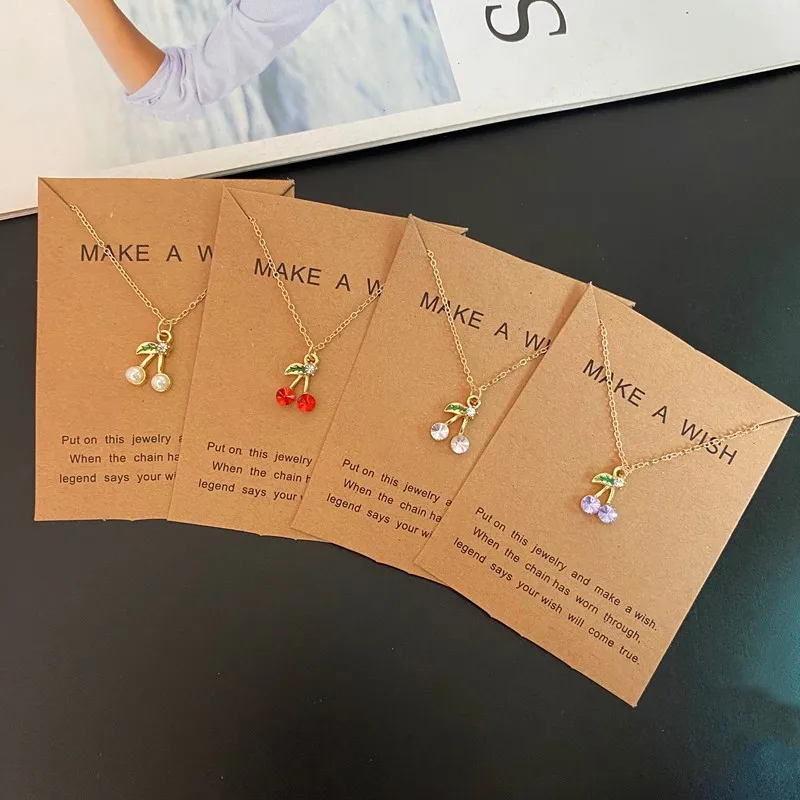 

Модный корейский стиль, кулон с красной вишней, микро-набор, циркон, милое ожерелье с фруктами, темперамент, вишня, индивидуальная цепочка на ключицу, подарок