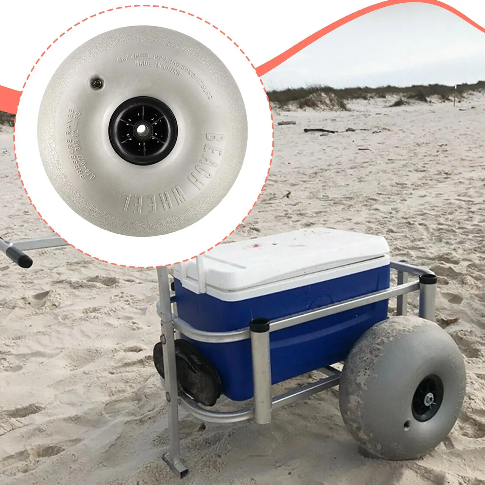 Inflatable Balloon Tire 16 Inch PVC Replacement Wheels for Beach Cart Kayak Fishing Trolley Outdoor