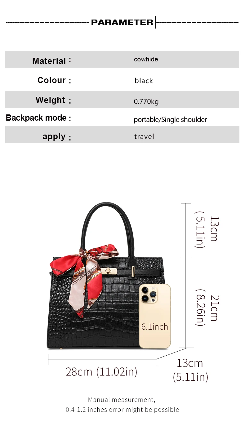 Stilvolle Krokodilmuster-Muttertasche mit Premium-Feeling, Handtasche für Damen, Vielseitige Schulter- und Umhängetasche – Detail 4