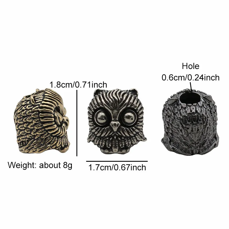 Cute Owl Brass Knife Bead EDC Outdoor DIY Paracord Woven Bracelets Accessories Lanyard Pendant Umbrella Rope Flashlight Hangings view 2