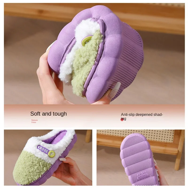 Winter Warm Cotton Slippers Thick Soft Sole Slides Men Women Indoor Floor Comfort Flat Heel Home Indoor Bedroom Plush Slippers