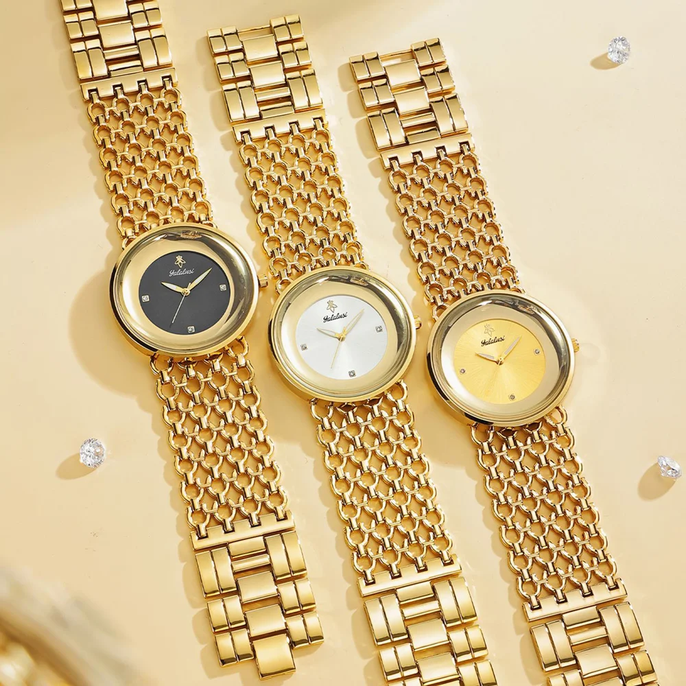 Fashion Women’s Watch 40mm Minimalist Dial Gold Hollow Strap Elegant Quartz Wristwatch Stylish Gift for Ladies Waterproof