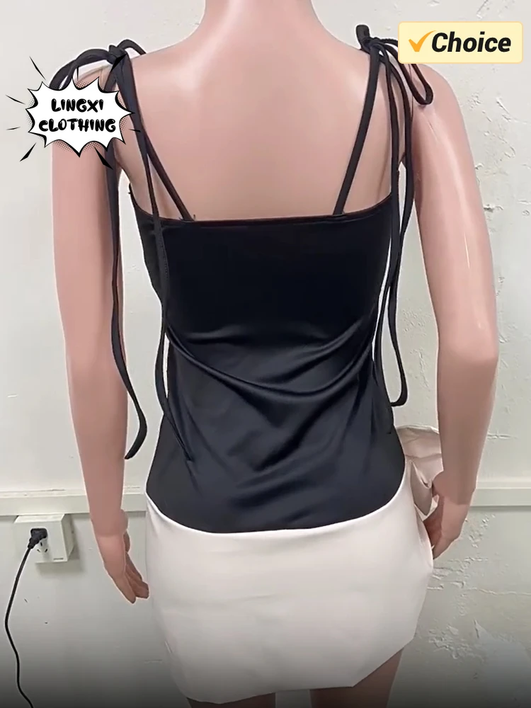 2024 Spring New Valentine\'s Day Slim Fit Sexy Bow Dress Party Dress Women\'s Fashion Tight Tank Top Wrapped Hip Skirt