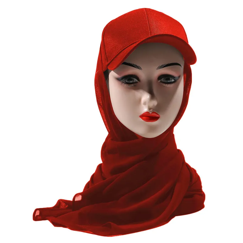 Baseball Hat Cap Hijab Shawl Instant Hijab Bandana Abaya Turban For Women 2023 New Peaked Cap+Sun Shawl