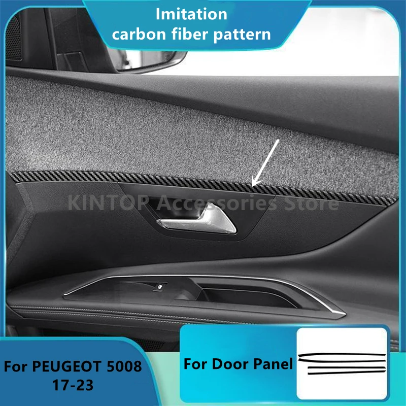 Padrão de Fibra de Carbono Adesivo, Película Protetora, Acessórios de Modificação Interior, Reajuste para Peugeot 5008 17-18