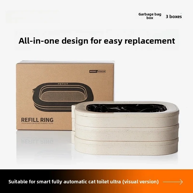 P99034 For Petkit-Refillable Ring Trash Bags Box, Ultra Exclusive Garbage Bin, Automatic Packaging, Cat Litter Box