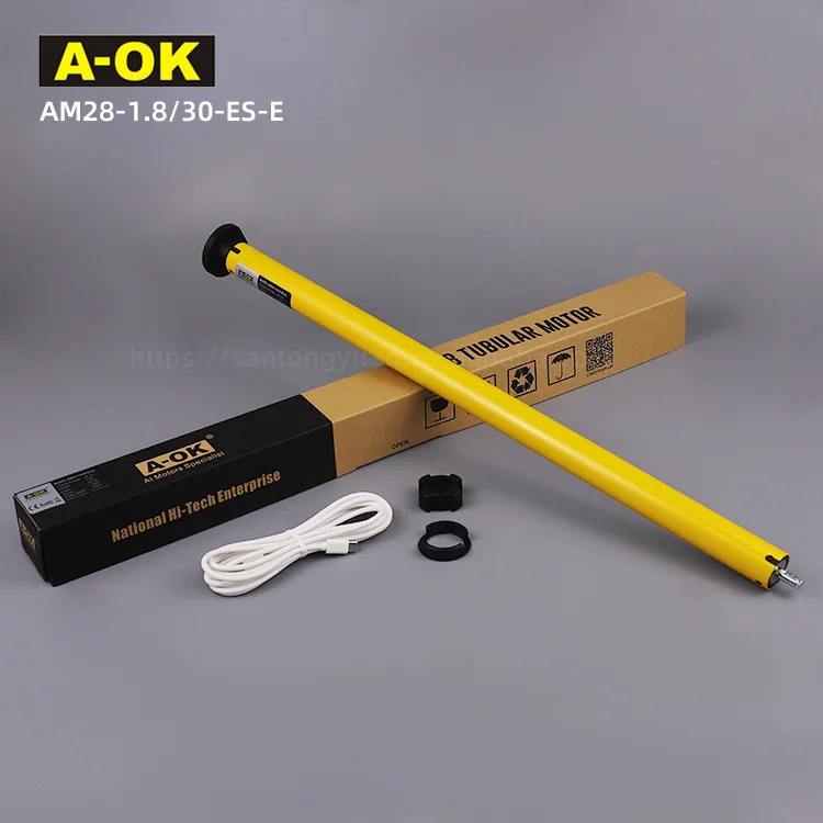 

A-OK AM28-ES-E 1,8 Нм с дистанционным управлением, литиевая батарея, моторизованные рулонные жалюзи, рольставни, 28 мм, перезаряжаемый трубчатый двигатель AOK