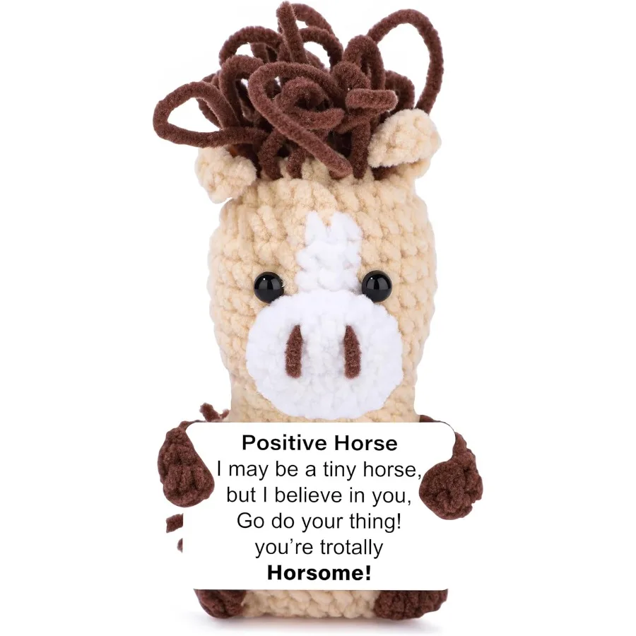 ycuFF Mini Horse Positive Crochet Animal Emotional Cheer Up Support Message Birthday Gifts for Women Her Daughter Friend Teen G