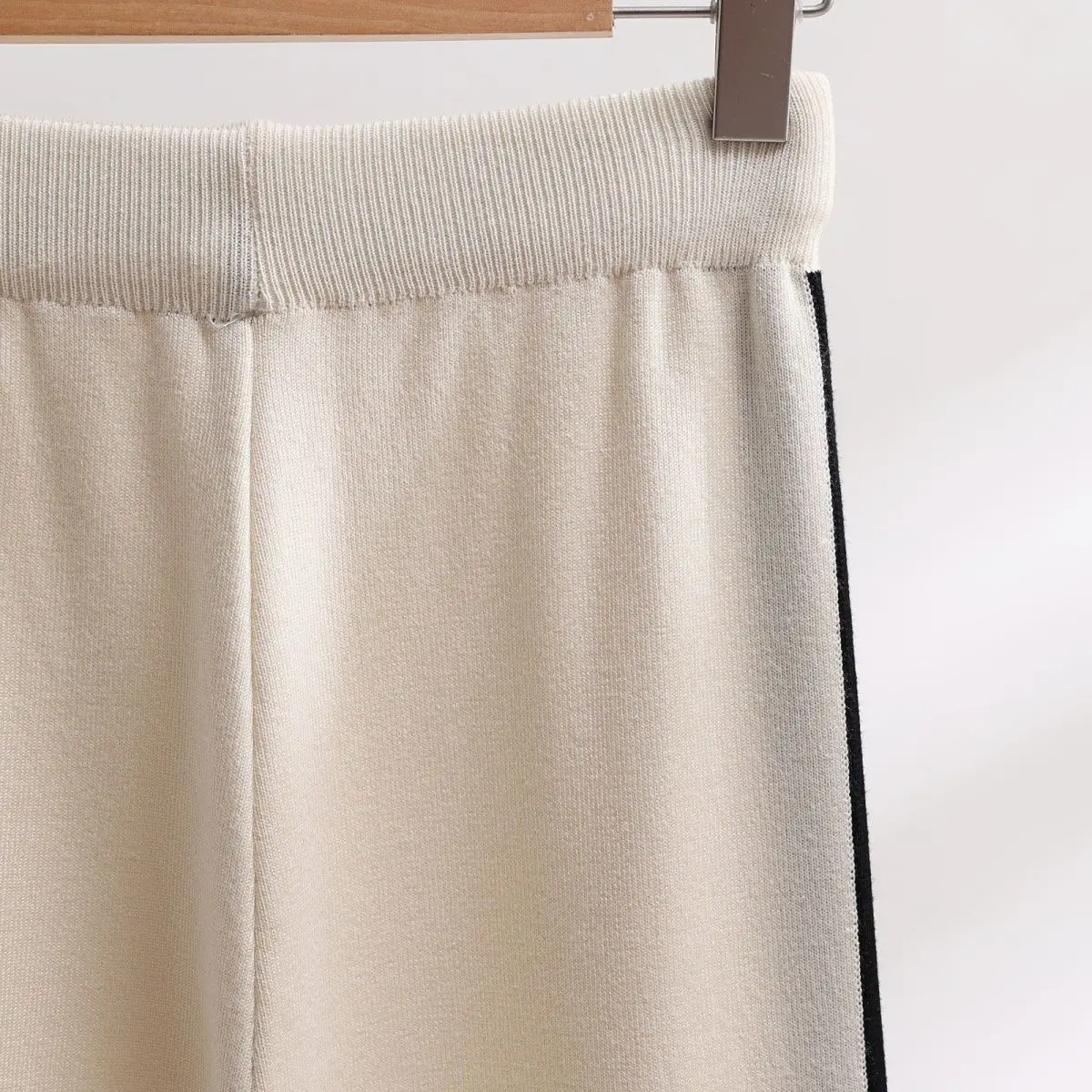 New Knitted Wide Leg Pants Two Piece Set Small Contrast Polo Collar Single breasted Knit High Waist Pants Valentine\'s Day E1490