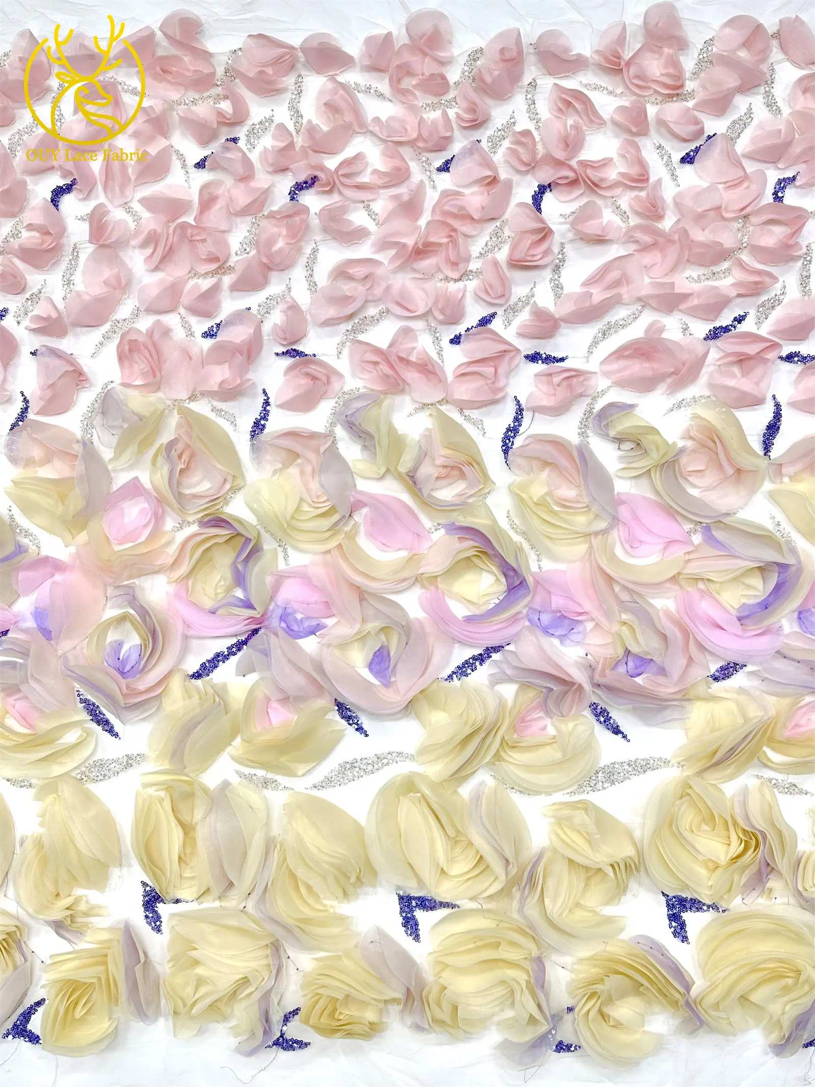 3D Große Blumen Hochzeitskleid Tüll Spitzenstoff 2026 Modische Afrikanische Nigerianische Perlen-Pailletten-Spitze für Hochzeitskleider zum Nähen – Detail 14
