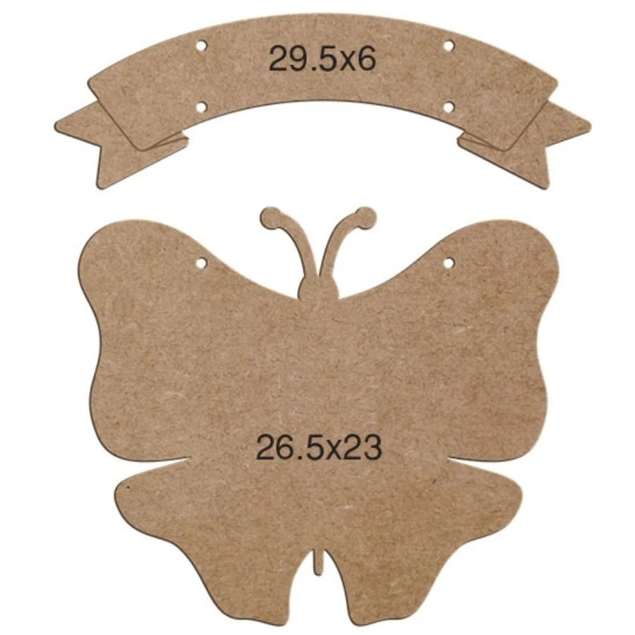 L115 Butterfly Door Ornament, Unpainted Mdf Chalkboard